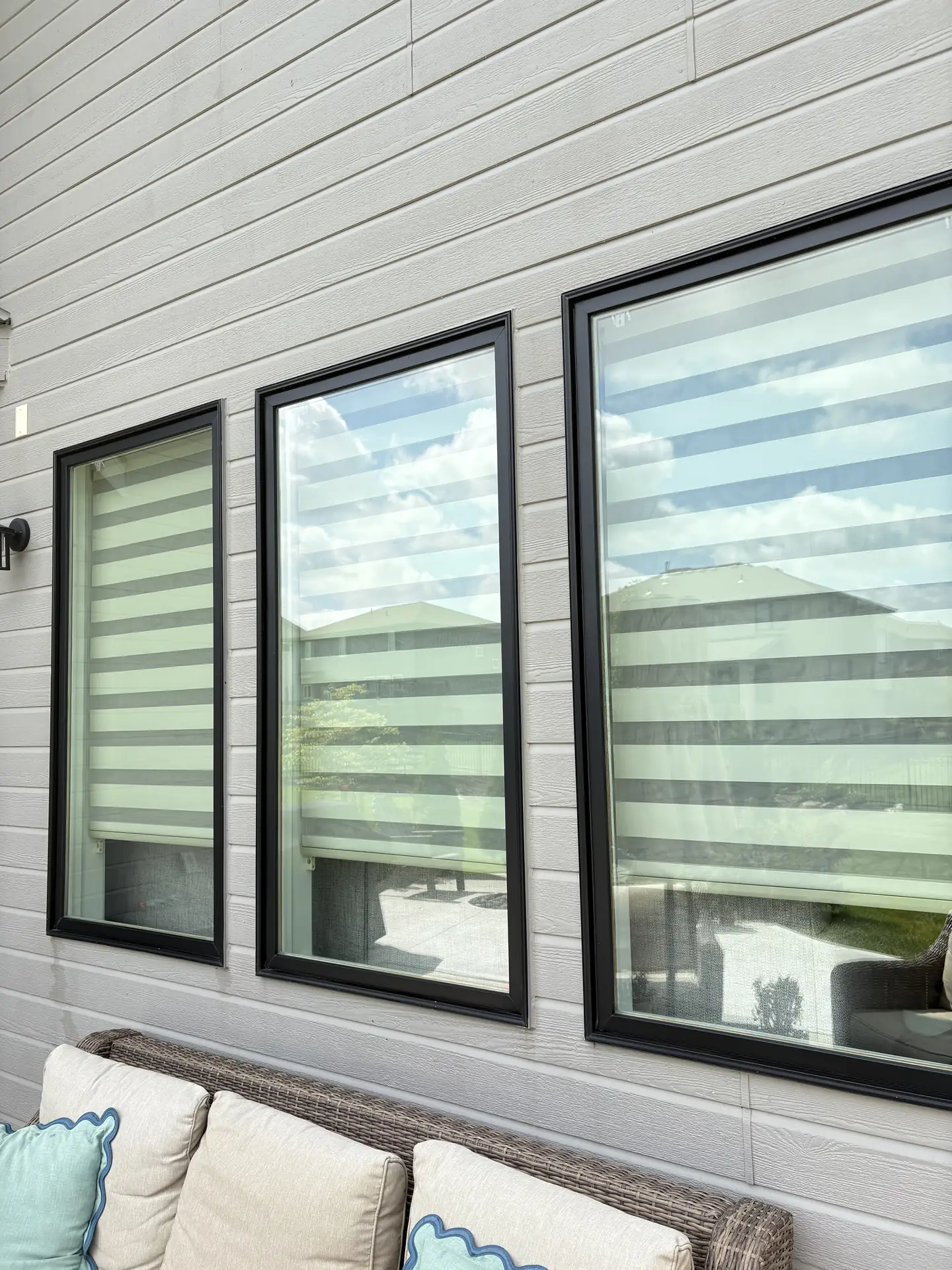 Freshly cleaned residential window with a clear view through the glass