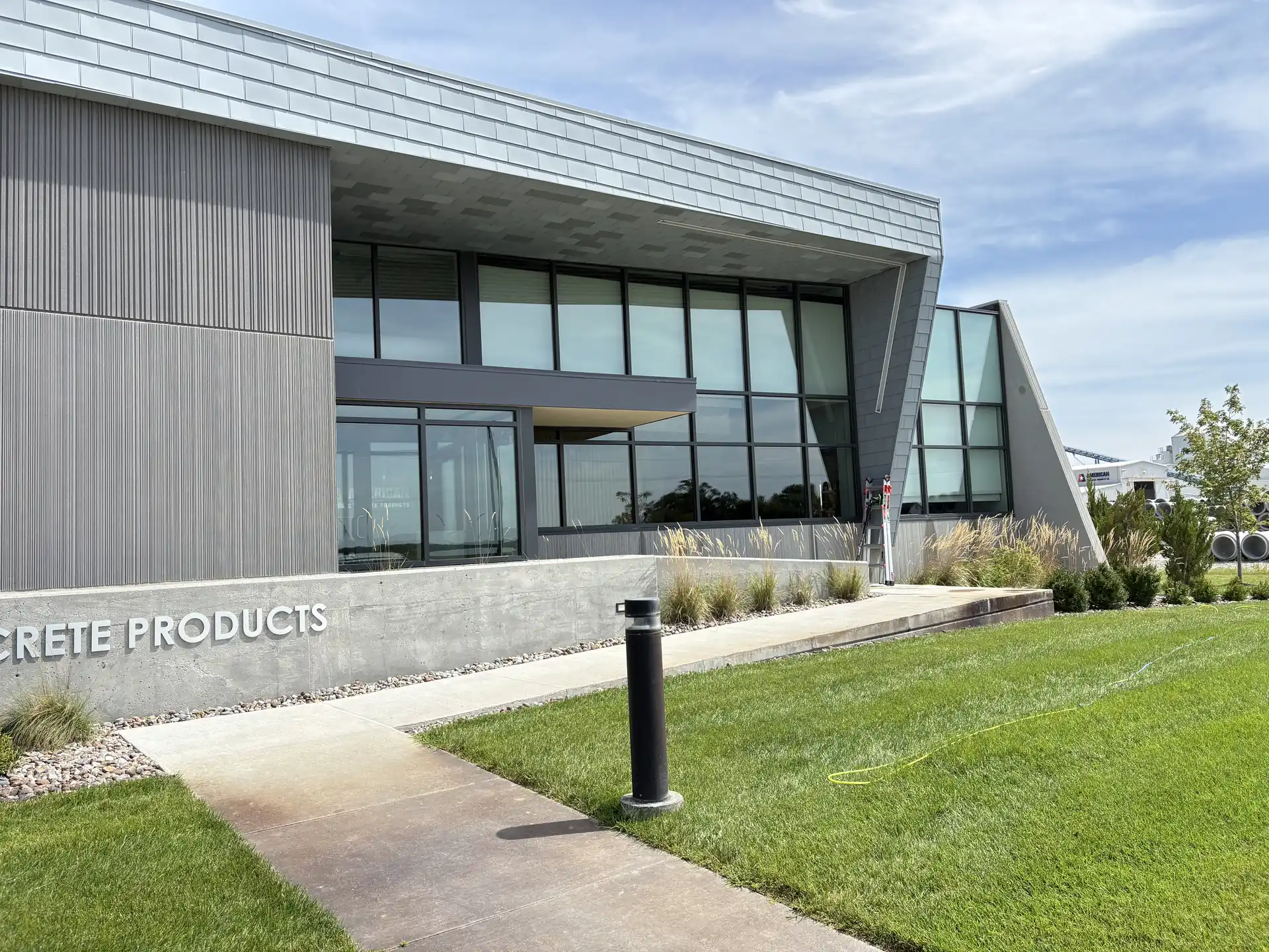 Commercial building with a full glass frontage after a cleaning visit