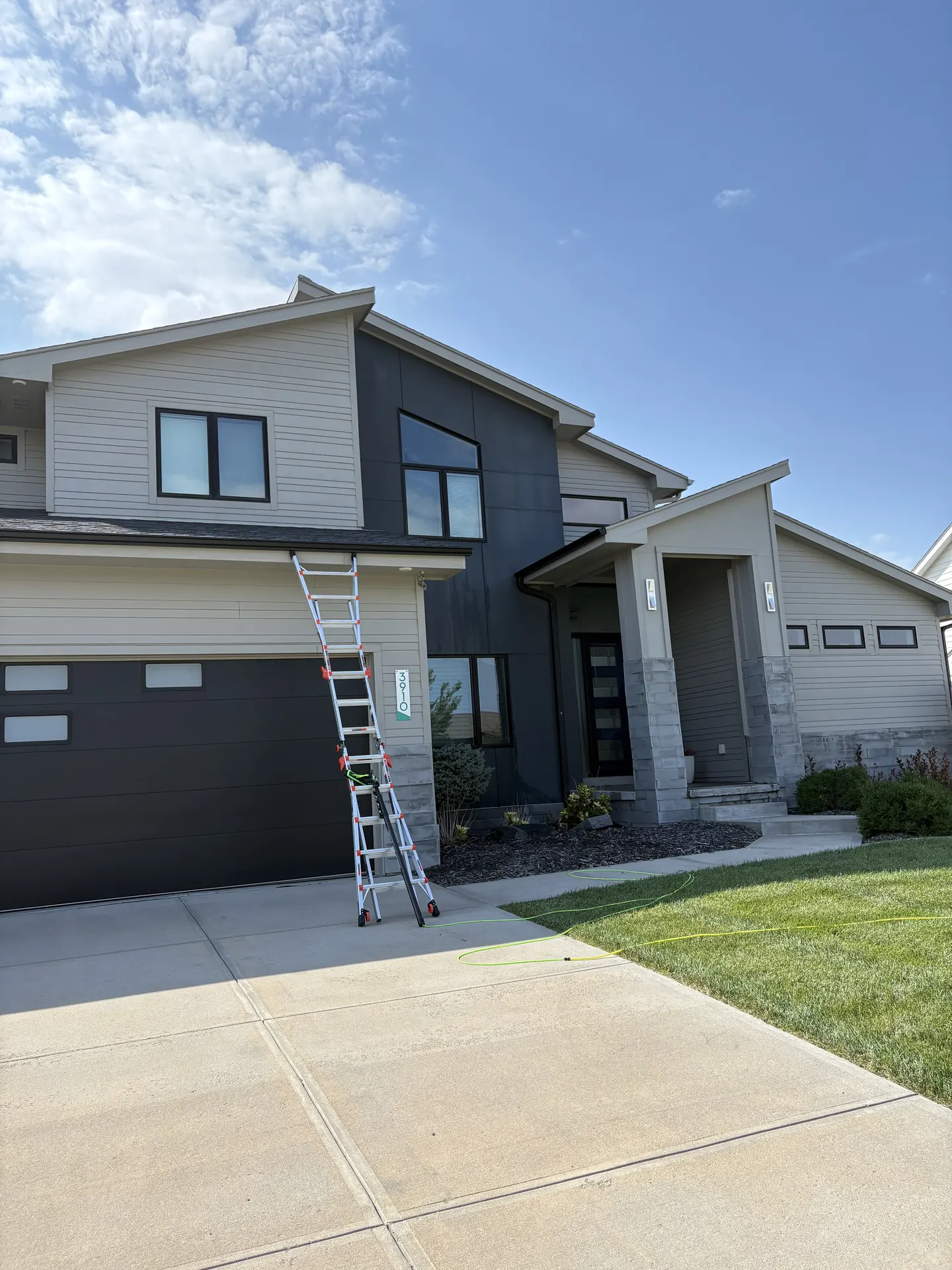 Modern Omaha home with large windows cleaned inside and out