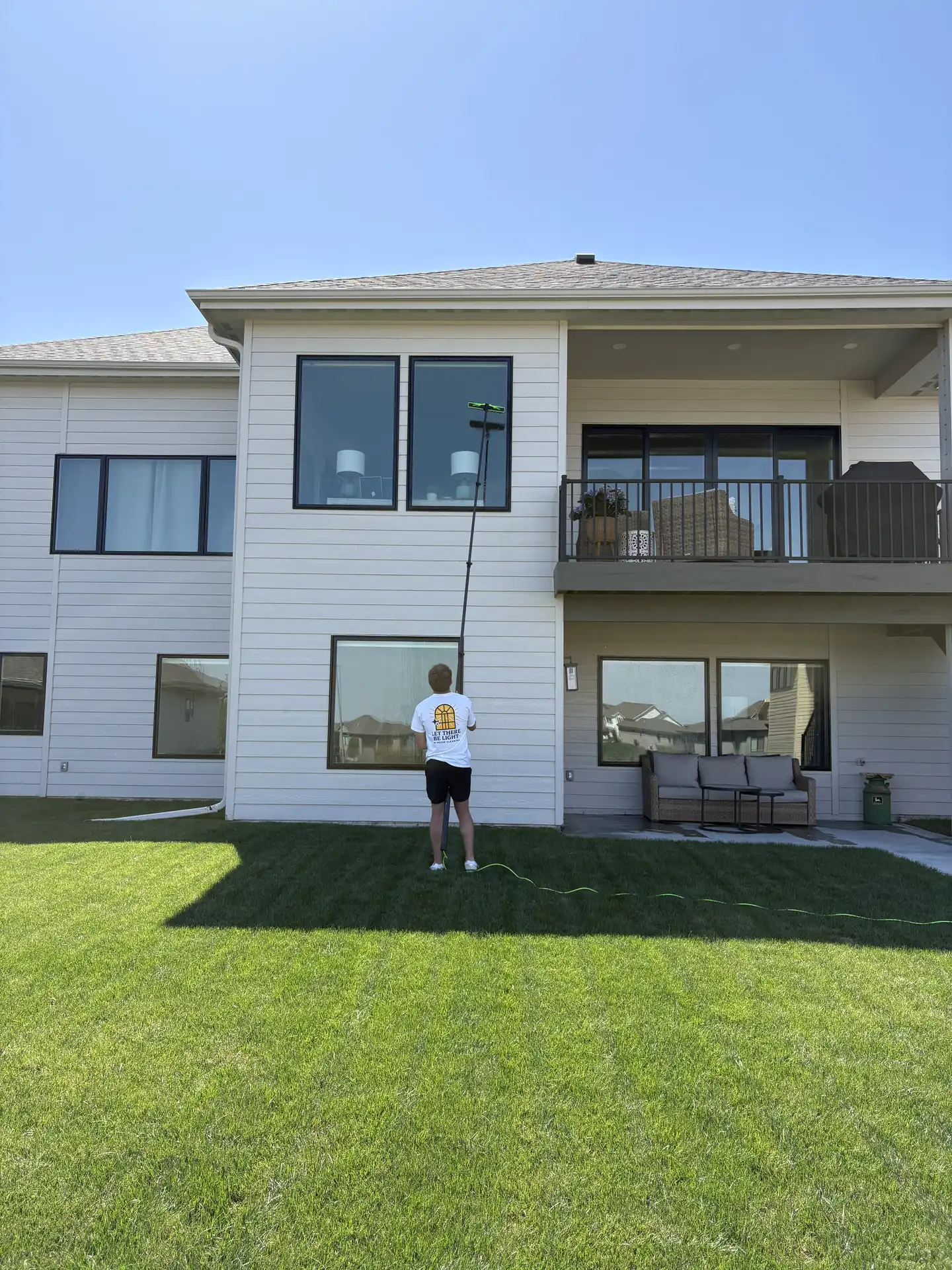 Spotless glass on an Omaha home after a window cleaning visit